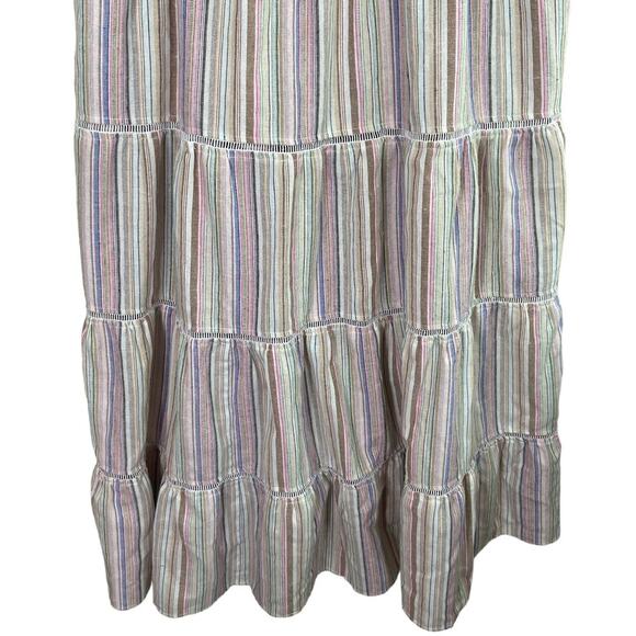 Tart Tiered Midi Dress Women's Large Multicolor Striped Linen Blend Tank Strap - Picture 3 of 14